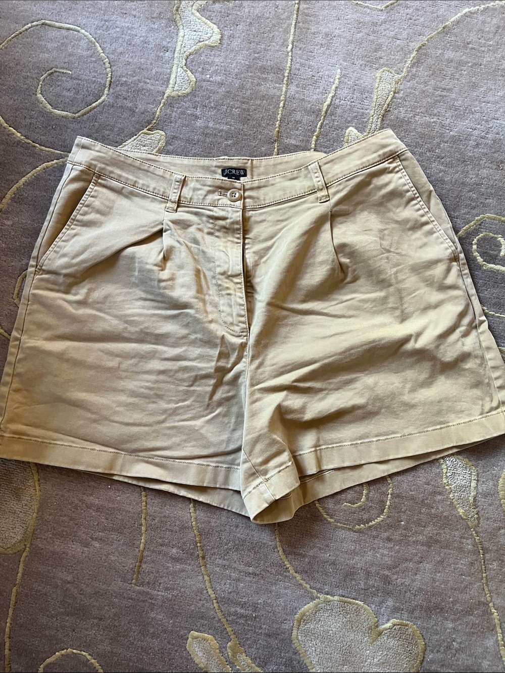 J. Crew Beige Pleated Cotton Bermuda Shorts